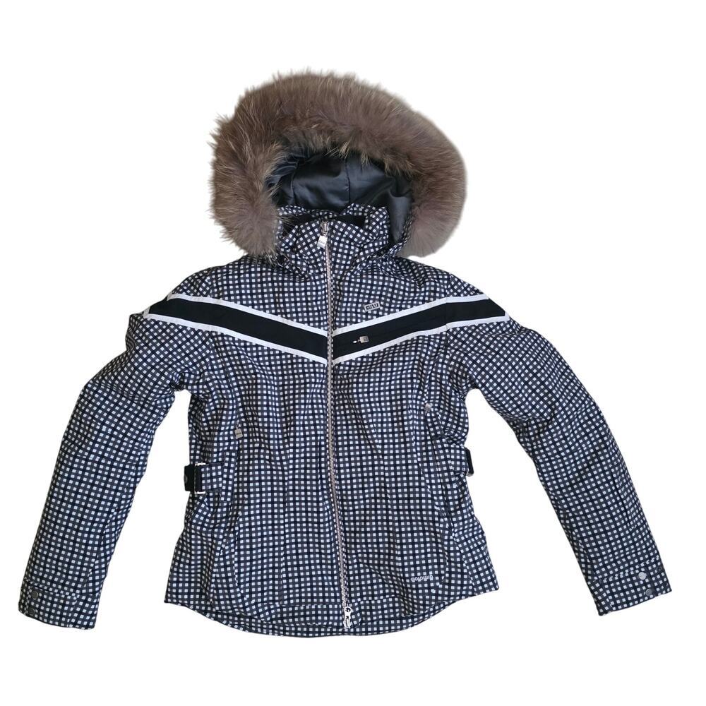 Goldwin Ski Vintage W/B Check Ski Hooded Jacket Women Sz 6
